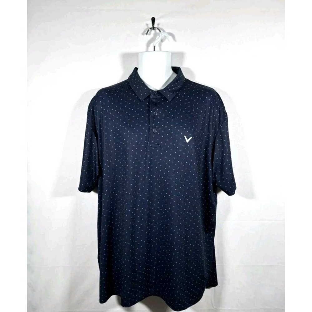 Callaway Navy Blue Logo‎ OPTI DRI Performance Golf Polo Shirt Men's Size XL